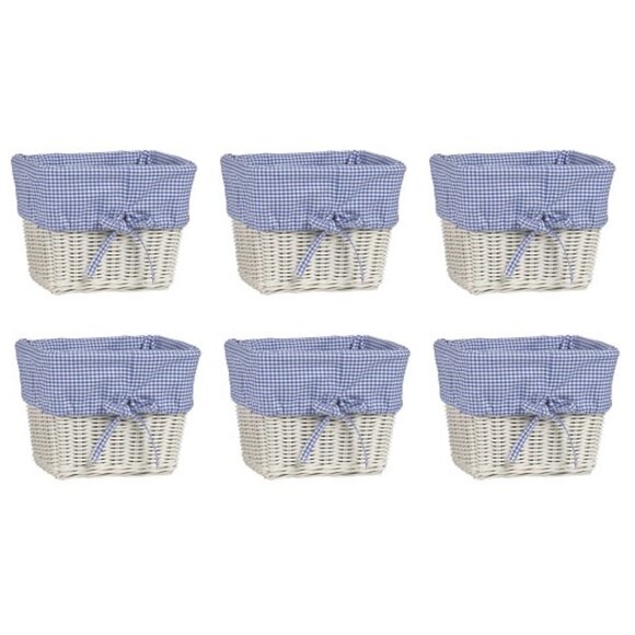 6 Pottery Barn Kids Gingham Sabrina Basket Liners, blue - Picture 1 of 5